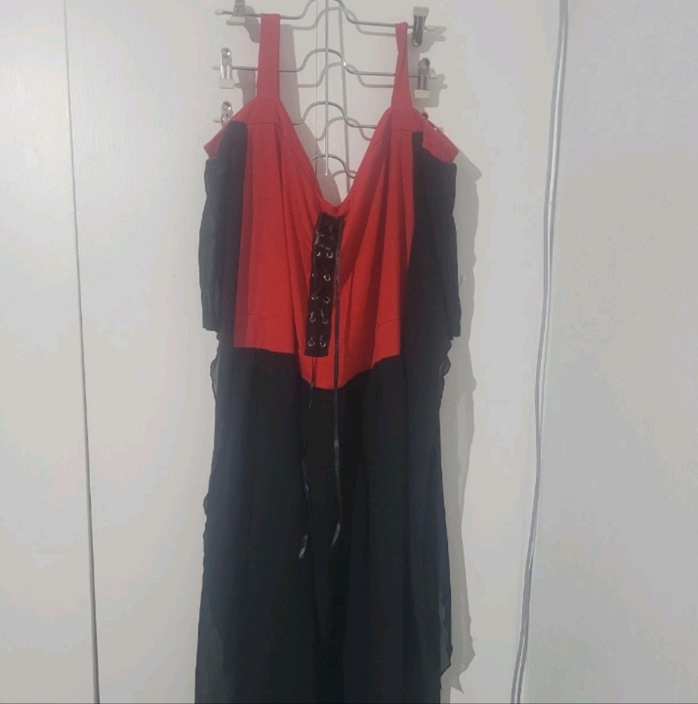Elegant Red and Black Women's Dress